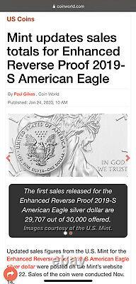 2019-S Silver American Eagle Enhanced Reverse Proof in Sealed Mint Box