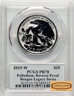 2019-W Palladium Eagle $25 Reverse Proof, PCGS PR70 Reagan Legacy Series, 1 oz