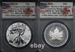 2019-W Pride Of Two Nations Silver Eagle & Maple ANACS RP-70 & PR-70 DCAM FS