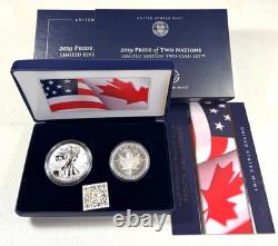 2019-W Pride of Two Nations Silver Eagle & Maple Leaf 2PC Set withOGP Limited ED