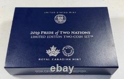 2019-W Pride of Two Nations Silver Eagle & Maple Leaf 2PC Set withOGP Limited ED