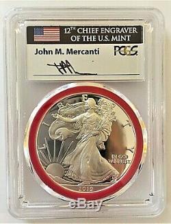 2019-s Proof Silver Eagle-pcgs Pr70-fdoi-mint Engraver-mercanti-flag-pop 100