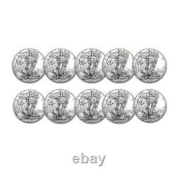 2020 1 oz American Silver Eagle BU Lot of 10 Coins $1 US Mint Silver