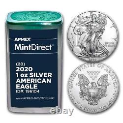 2020 1 oz Silver American Eagles (20-Coin MintDirect Tube) SKU#196104