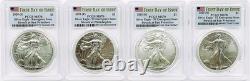 2020-2021 Silver Eagle Emergency Issue Set (4) PCGS MS70 FDOI Flag Label