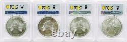 2020-2021 Silver Eagle Emergency Issue Set (4) PCGS MS70 FDOI Flag Label
