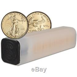 2020 American Gold Eagle 1/10 oz $5 1 Roll Fifty 50 BU Coins in Mint Tube