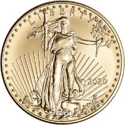 2020 American Gold Eagle 1 oz $50 1 Roll Twenty 20 BU Coins in Mint Tube