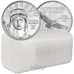 2020 American Platinum Eagle 1 oz $100 1 Roll Twenty 20 BU Coins in Mint Tube