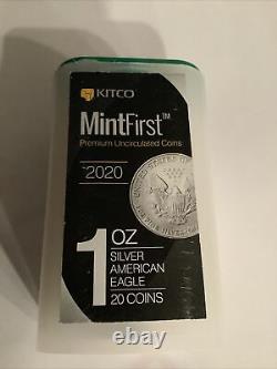 2020 American Silver Eagle Roll Of 20 COINS BULLION. 999 Fine Silver