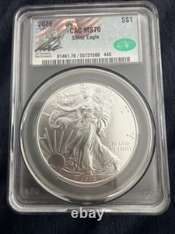 2020 SILVER EAGLE CACG MS70 PERFECT GEM MINT Ron Drzewucki Hand-Signed