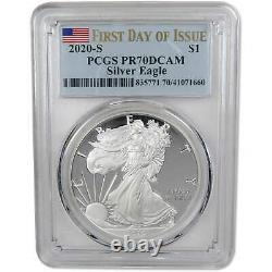 2020 S American Silver Eagle Dollar PR 70 DCAM PCGS $1 Proof First Day of Issue