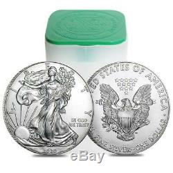 2020 Silver American Eagle 1 oz Silver PRE-SAEL BU USA Made 20 Coin Roll Lot