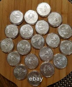 2020 Silver Eagles Type 1- 1 oz. Coins. Lot of 20 in roll tube