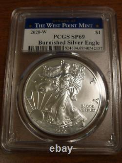 2020-W $1 American Silver Eagle PCGS SP69 Burnished West Point Mint