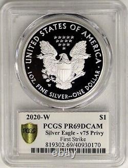 2020 W $1 Silver Eagle End of WWII V75 Privy PCGS PR69 DCAM First Strike
