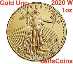 2020 W American Eagle Gold Uncirculated One Ounce 22-karat US Mint Coin 1 20EH