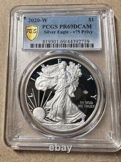 2020 W Proof Silver Eagle World War II V75 Privy Pcgs Pr69 Dcam