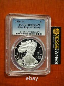 2020 W V75 Privy Proof Silver Eagle Pcgs Pr68 Dcam Classic Blue Label W Ogp