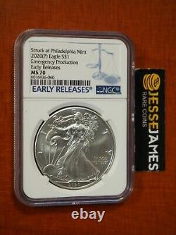 2020 (p) Silver Eagle Ngc Ms70 Er Emergency Issue Struck At Philadelphia Mint