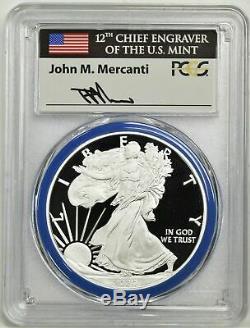 2020-w Mint Engraver Proof Silver Eagle-pcgs Pr70-mercanti-flag-population 100