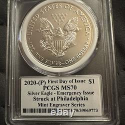 2020p Fdoi Pcgs Ms70 Silver Eagle Emergency Issue Mint Engravers Series Philly