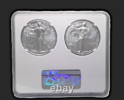 2021 $1 1-oz Silver Eagle T1 Last Day & T2 First Day 2-pc Set NGC MS69