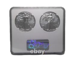 2021 $1 1-oz Silver Eagle T1 Last Day & T2 First Day 2-pc Set NGC MS69