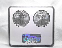 2021 $1 1-oz Silver Eagle T1 Last Day & T2 First Day 2-pc Set NGC MS69
