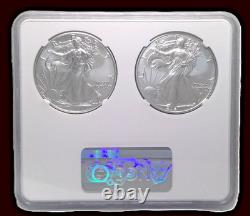2021 $1 1-oz Silver Eagle T1 Last Day & T2 First Day 2-pc Set NGC MS69