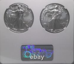 2021 $1 1-oz Silver Eagle T1 Last Day & T2 First Day 2-pc Set NGC MS69