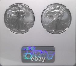 2021 $1 1-oz Silver Eagle T1 Last Day & T2 First Day 2-pc Set NGC MS69