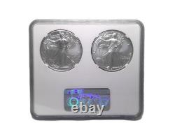 2021 $1 1-oz Silver Eagle T1 Last Day & T2 First Day 2-pc Set NGC MS69