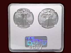 2021 $1 1-oz Silver Eagle T1 Last Day & T2 First Day 2-pc Set NGC MS69