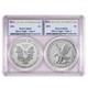 2021 $1 1-oz T-1, T-2 Silver Eagle Set Pcgs Ms70 First And Last Day Of Produc