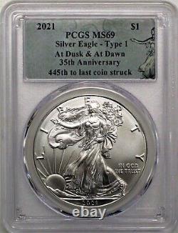 2021 $1 Silver Eagle T-1 35th Anniversary 445th to Last Coin Struck PCGS MS69