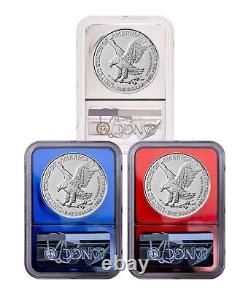 2021 $1 Silver Eagle Type 2 NGC MS70 First Releases 3 Coin Set