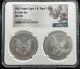 2021 $1 Type 1 And Type 2 Silver Eagle Set Ngc Ms70
