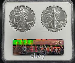 2021 $1 Type 1 and Type 2 Silver Eagle Set NGC MS70