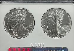 2021 $1 Type 1 and Type 2 Silver Eagle Set NGC MS70