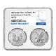 2021 $1 Type 1 And Type 2 Silver Eagle Set Ngc Ms70 Er Blue Label