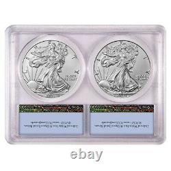 2021 $1 Type 1 and Type 2 Silver Eagle Set PCGS MS69 FS Flag Label