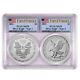 2021 $1 Type 1 And Type 2 Silver Eagle Set Pcgs Ms70 Fs Flag Label