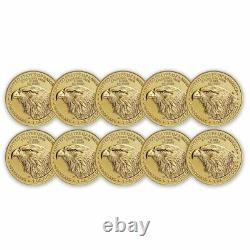 2021 1 oz American Gold Eagle BU (Type 2) $50 US Gold Lot of 10