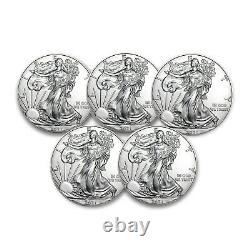 2021 1 oz American Silver Eagle BU Lot of 5