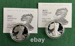 2021/2022 American Eagle PROOF (Set of 2) withCOA West Point Mint