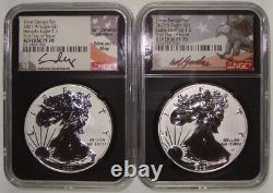 2021 2-Coin W & S $1 Silver Eagle Reverse Proof Designer Set NGC PF70 FDOI