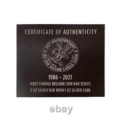 2021 35th Anniversary American Silver Eagle Coin & Bar 3oz Silver Set