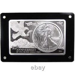 2021 35th Anniversary Type 2 American Silver Eagle Coin & Bar Set COA