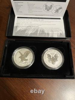 2021 American Eagle Silver Reverse Proof Two-Coin Set Designer Edition OGP COA
